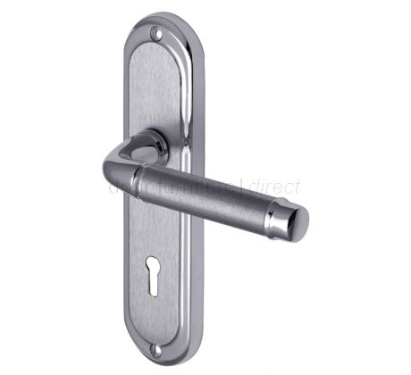 Saturn Straight Lever Dual Finish Chrome Keyhole Door Handles