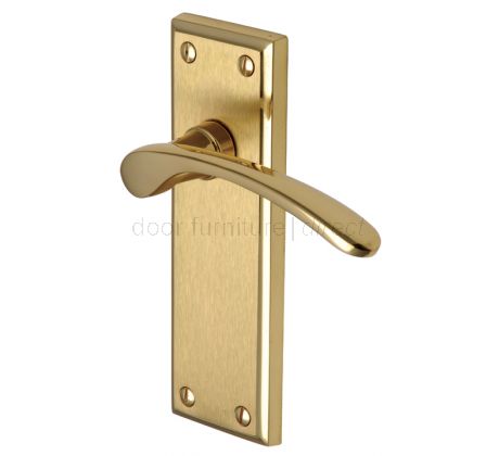Hilton Curved Lever Dual Finish Brass Latch Door Handles