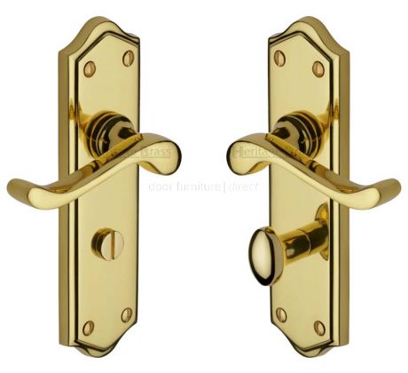Buckingham Scroll Lever Polished Brass Bathroom Door Handles