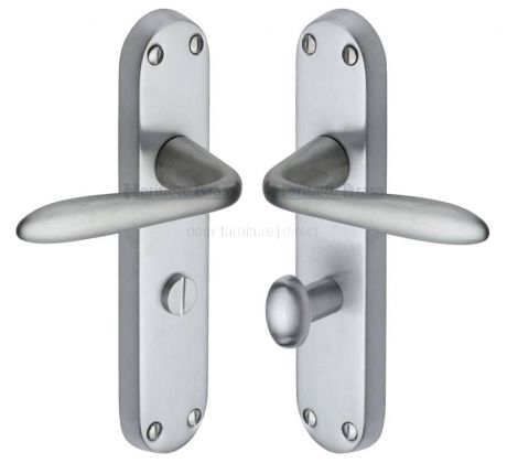 DOOR HANDLE SATIN CHROME POLISHED CHROME LATCH BACKPLATE//KEY LOCK//BATHROOM//EURO