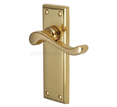 Edwardian Scroll Lever Polished Brass Latch Door Handles