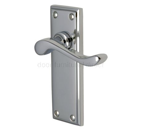 Edwardian Scroll Lever Polished Chrome Latch Door Handles