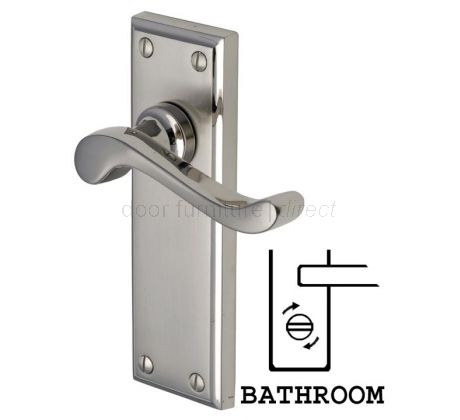 Edwardian Scroll Lever Dual Finish Nickel Bathroom Door Handles