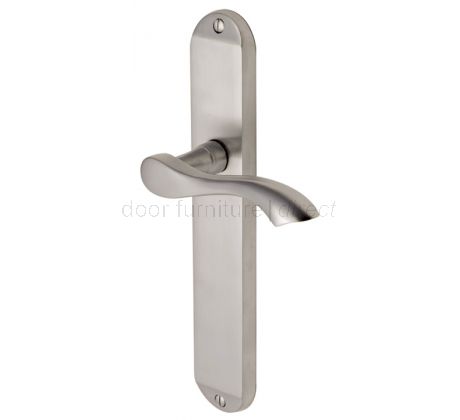 Algarve Long Shaped Lever Satin Nickel Latch Door Handles