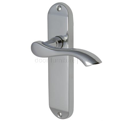 Algarve Small Shaped Lever Polished Chrome Latch Door Handles