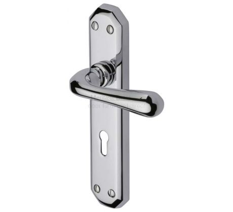 Charlbury Contoured Lever Polished Chrome Keyhole Door Handles