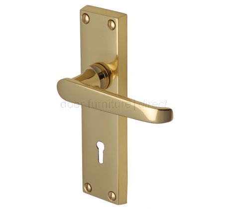 Victoria Straight Lever Polished Brass Keyhole Door Handles