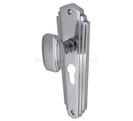 Charlston Art Deco Style Polished Chrome 48mm Euro Door Knob Set