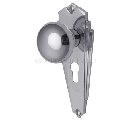 Broadway Polished Chrome 48mm Euro Cylinder Door Knob Set