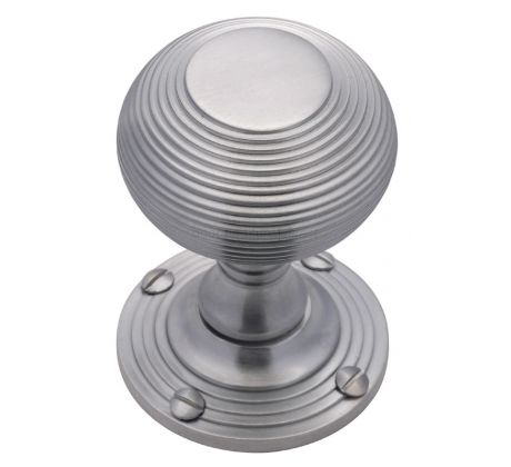 Satin Chrome Reeded Mortice Door Knob Set 55mm