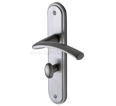 Tosca Satin Chrome Curved Lever Bathroom Door Handles