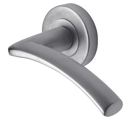 Tosca Satin Chrome Curved Lever on Rose Set