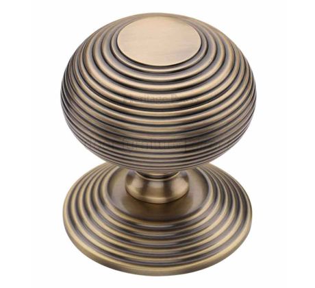Heritage RR906 Antique Brass 76mm Reeded Centre Door Knob