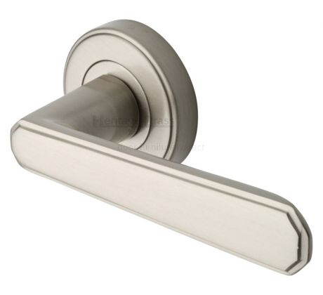 Satin Nickel Century Lever On Rose Door Handles