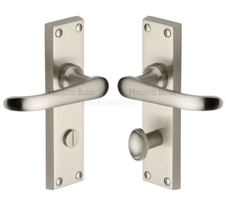 Heritage V730 Satin Nickel Windsor Bathroom Door Handles