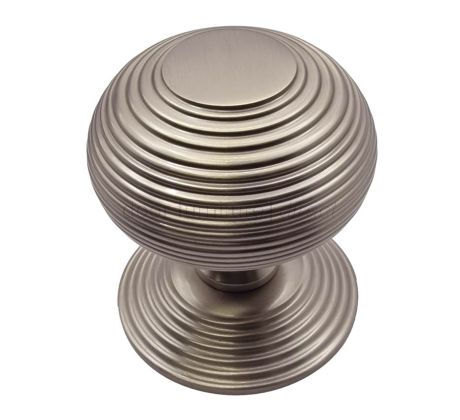 Heritage RR906 Satin Nickel 76mm Reeded Centre Door Knob