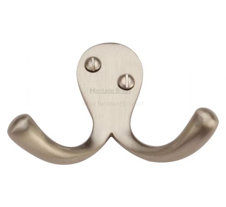 Heritage V1060 Satin Nickel Double Coat Hook 64mm