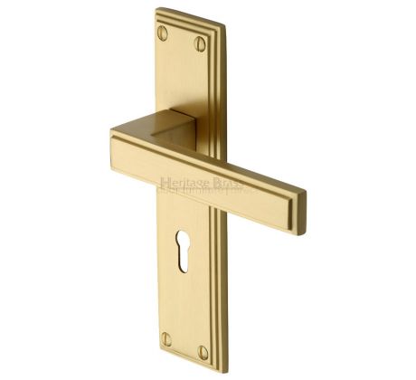 Heritage ATL5700 Satin Brass Atlantis Lock Door Handles