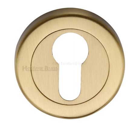 Heritage V4020 Satin Brass Euro Cylinder Escutcheon 53mm