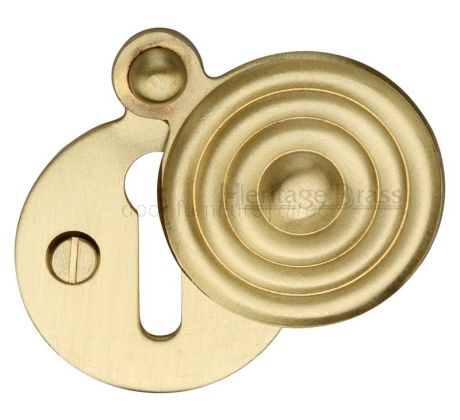 Heritage V972 Satin Brass Reeded Covered Escutcheon