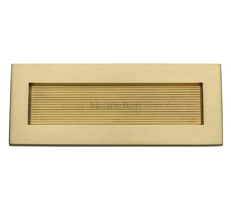 Heritage RR852 Satin Brass Reeded Letter Plate 254x101mm