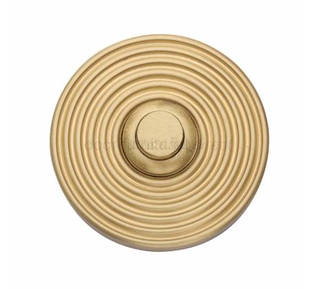 Heritage RR1186 Satin Brass Reeded Bell Push 53mm