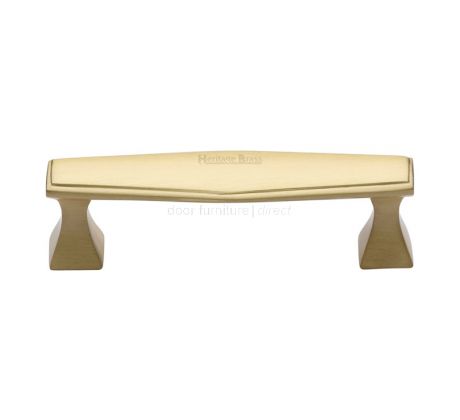 Heritage C0334 Satin Brass Art Deco Cabinet Handle 96mm
