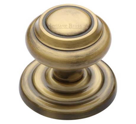 Heritage V905 Antique Brass Tiered Centre Door Knob 3 5in Heritage V905 Antique Brass Tiered, Large Round Front Door Knob
