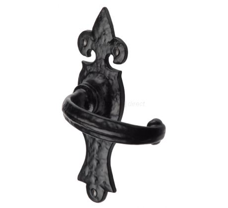 Tudor Wroxeter Black Antique Iron Curved Lever Latch Door Handles