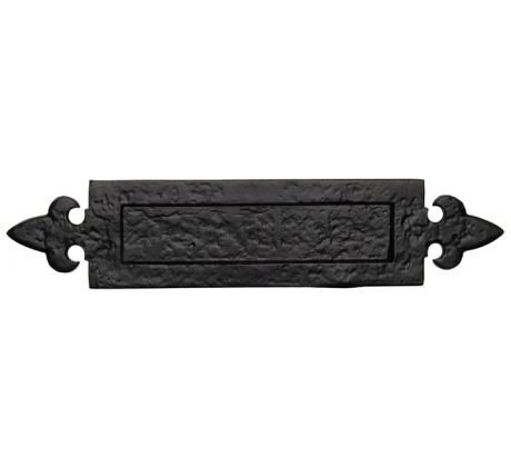 Black Antique Iron Tudor Fleur de Lys Letter Box 14.5x3in (362x89mm)