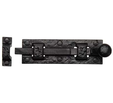 Black Antique Iron Tudor Round Knob Door Bolt 106mm