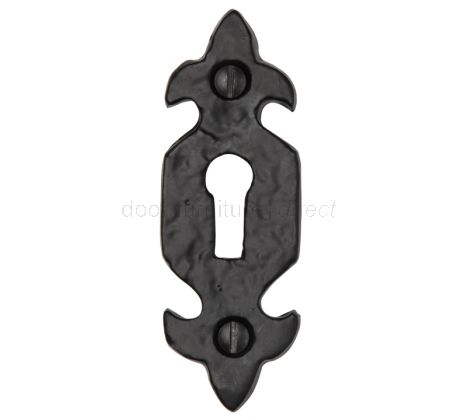 Black Antique Iron Tudor Fleur de Lys Keyhole Cover 79x28mm