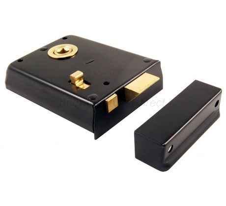 Black Rim Latch With Slide Latch 4x3in (100x76mm)