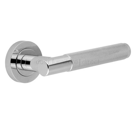 Bari Knurled Lever on Rose Polished Chrome Door Handles