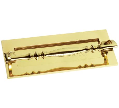 Polished Brass Grab Handle Letter Plate 254x102mm
