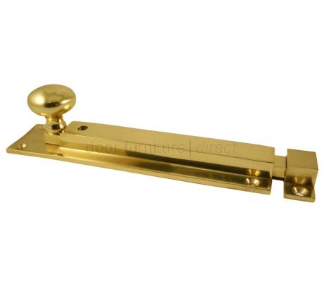 Polished Brass Straight Locking Door Bolt 152mm