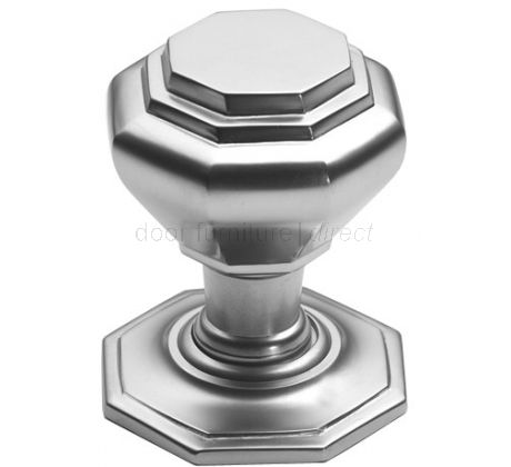 Satin Chrome Octagonal Design Front Door Knob 67mm