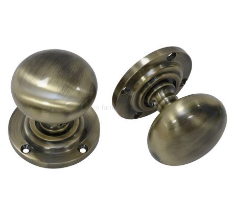 Antique Brass Mushroom Mortice Door Knobs 53mm