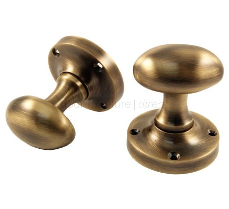Antique Brass Oval Mortice Door Knobs 50mm