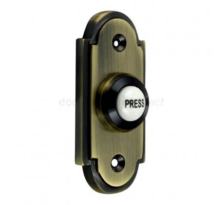 Antique Brass Shaped Bell Push 76x33mm