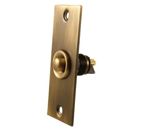 Antique Brass Flat Bell Push 76x32mm