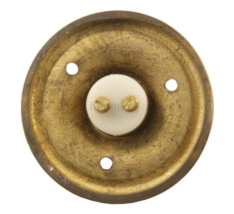 Antique Brass Victorian Circular Bell Push 60mm
