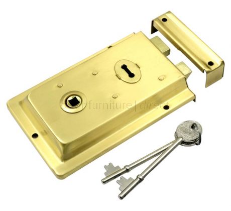 Satin Brass Rim Lock 155x105mm
