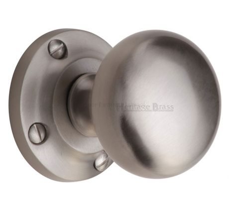 Victoria Satin Nickel Mushroom Mortice Door Knobs 57mm