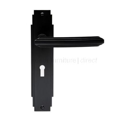 Matt Black Art Deco Lock Door Handles