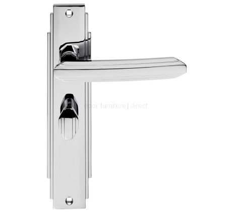 Polished Chrome Art Deco Bathroom Door Handles