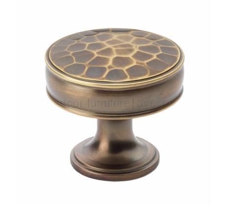 Lynd Antique Brass Hammered Cupboard Knob 38mm