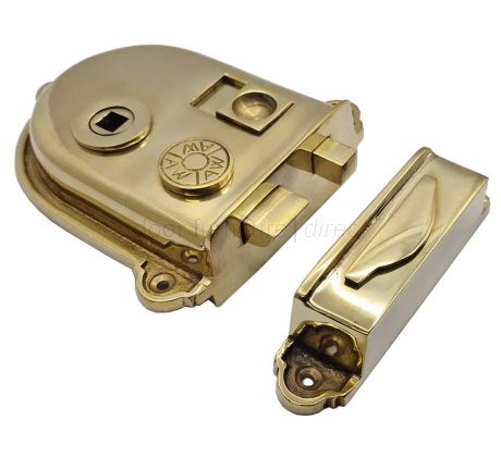 Unlacquered Solid Brass Grange Vintage Rim Lock AW103PBU