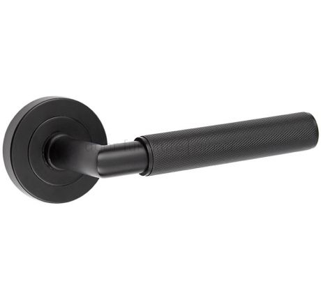 Nero JMB400 Matt Black Mitred Knurled Lever on Rose Handles