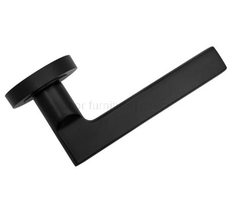Jedo JV600 Matt Black Jet Lever on Rose Door Handles